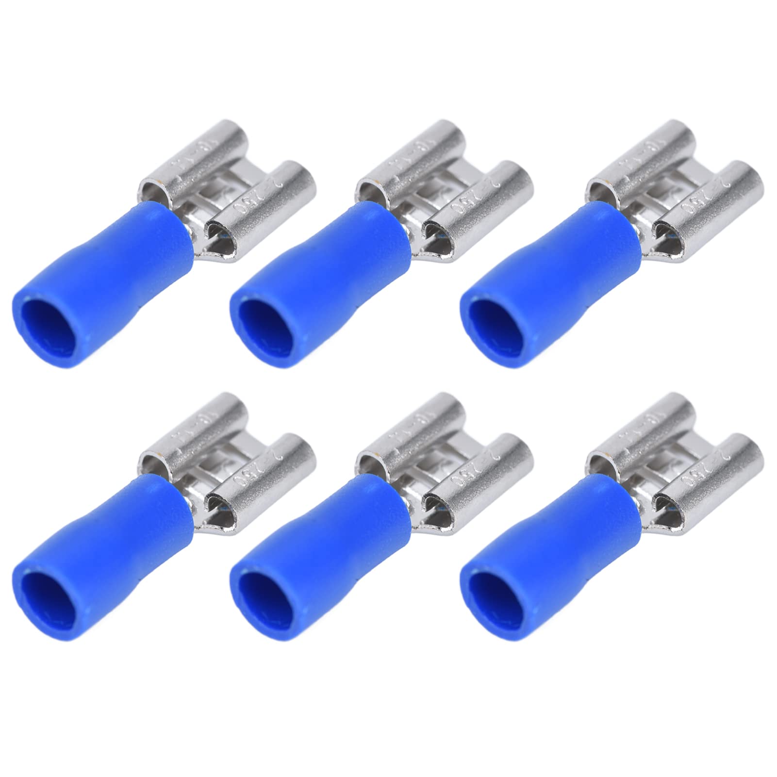 Female Spade Connector, 100PCS FDD2-250 Conductivity Spade Connector, Insulated Terminal for 1.5mm to 2.5mm Cable, Suitable for Power Electronics Industry (Blue)