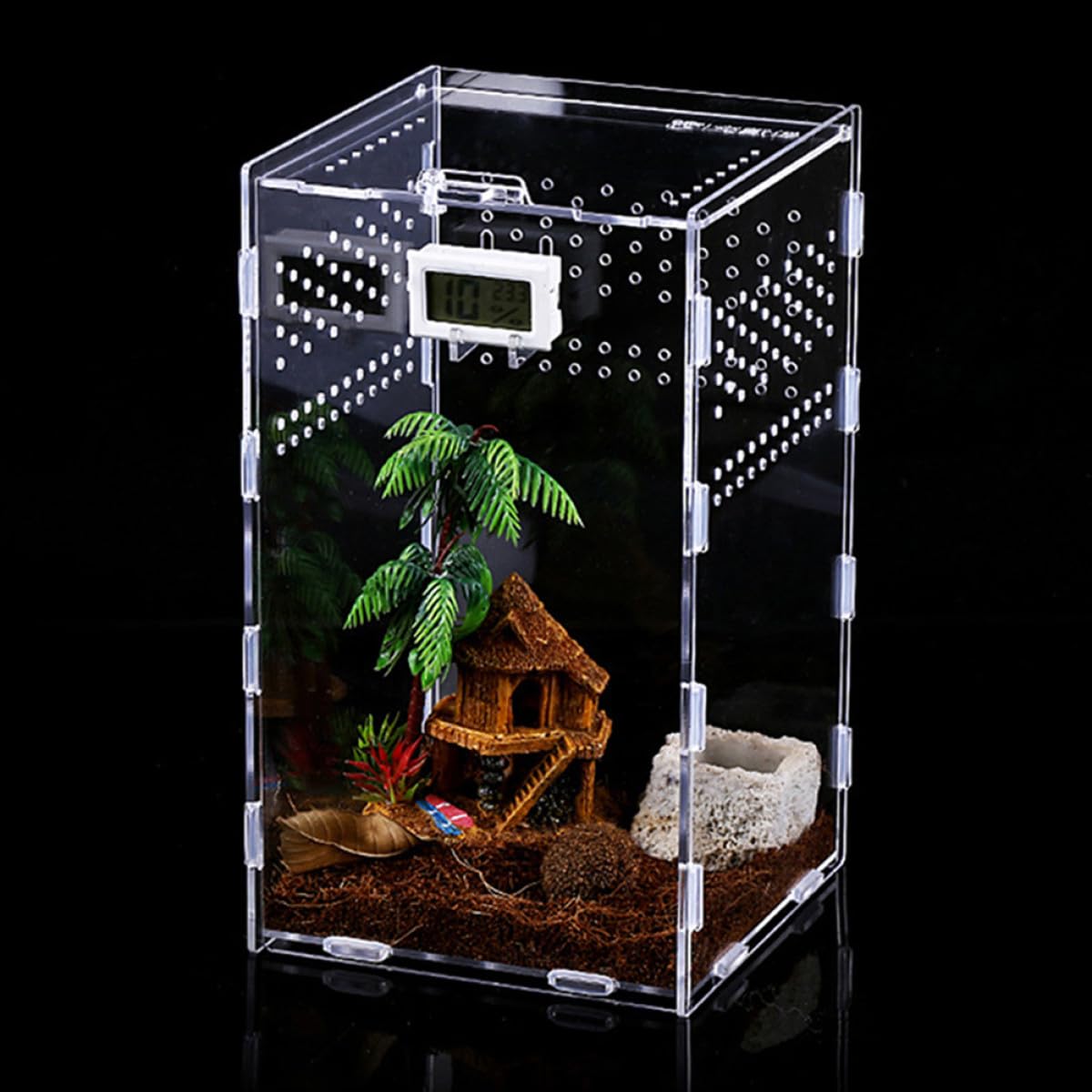 BETOOKY Reptilienzuchtbox als Terrarium Zubehör Transparente Acryl mit Konstantem Luftstrom und Magnetischem Stecksystem für Schnecken und Grillen