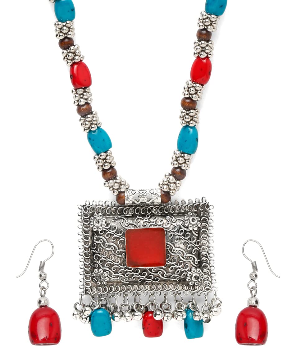 YouBella Jewellery for Women Oxidised Silver Afghani Tribal Necklace Jewellery Set with Earrings for Girls and Women (Style 1) (B0BW91W9NF) Amazon Price History, Amazon Price Tracker