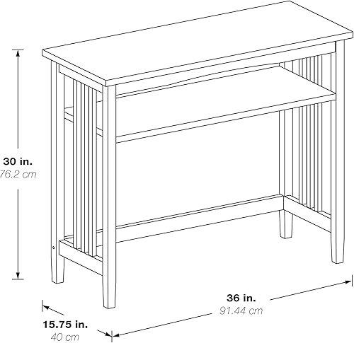 Miniatura 3 de OSP Home Furnishings Sierra - Mesa de sofá de 36 pulgadas con estante inferior de almacenamiento y paneles laterales estilo misión, color marrón