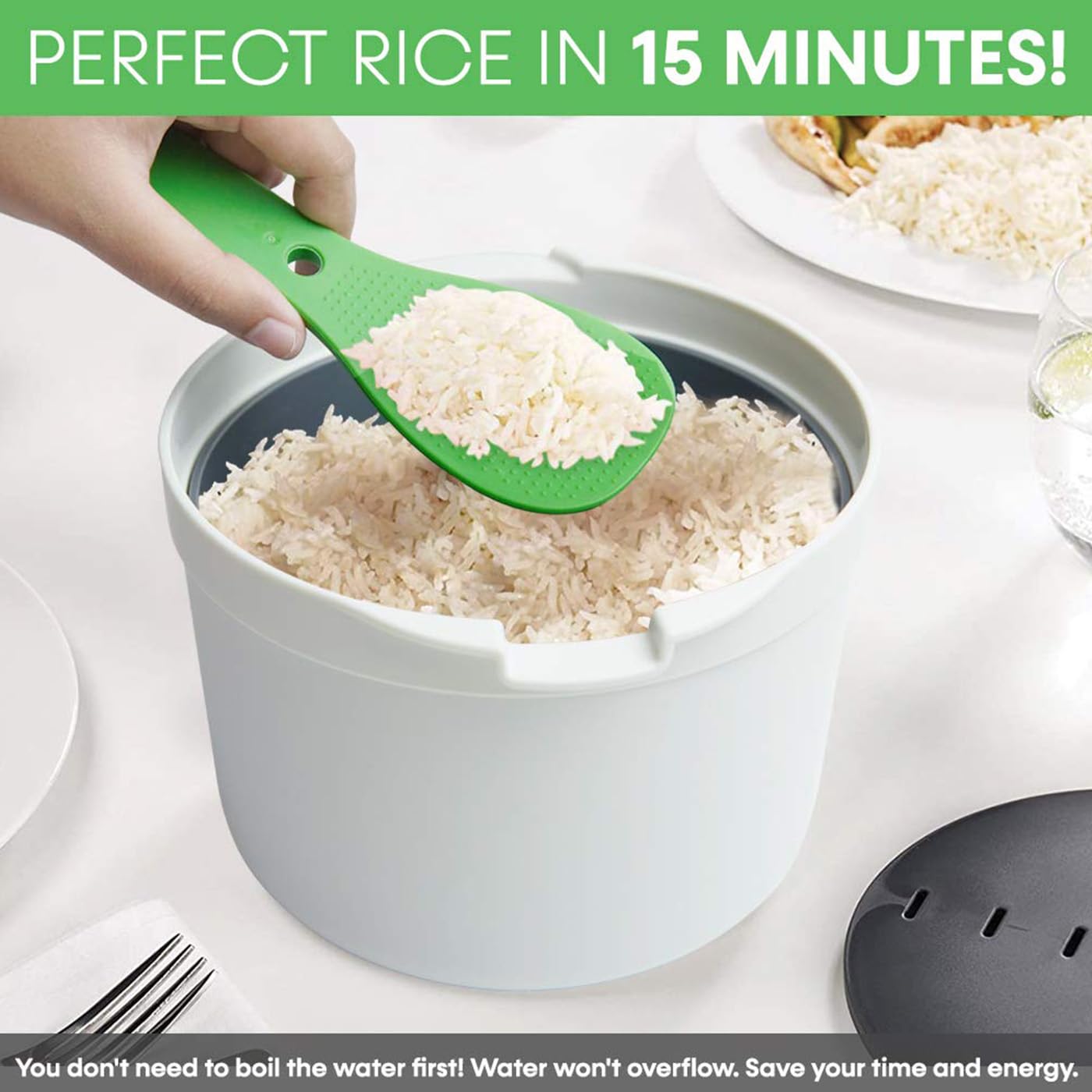 Cuiseur à Riz Portable Pour Micro-ondes - Multifonction (légumes, Pâtes, Soupe), Lavable Au Lave-vaisselle - 5