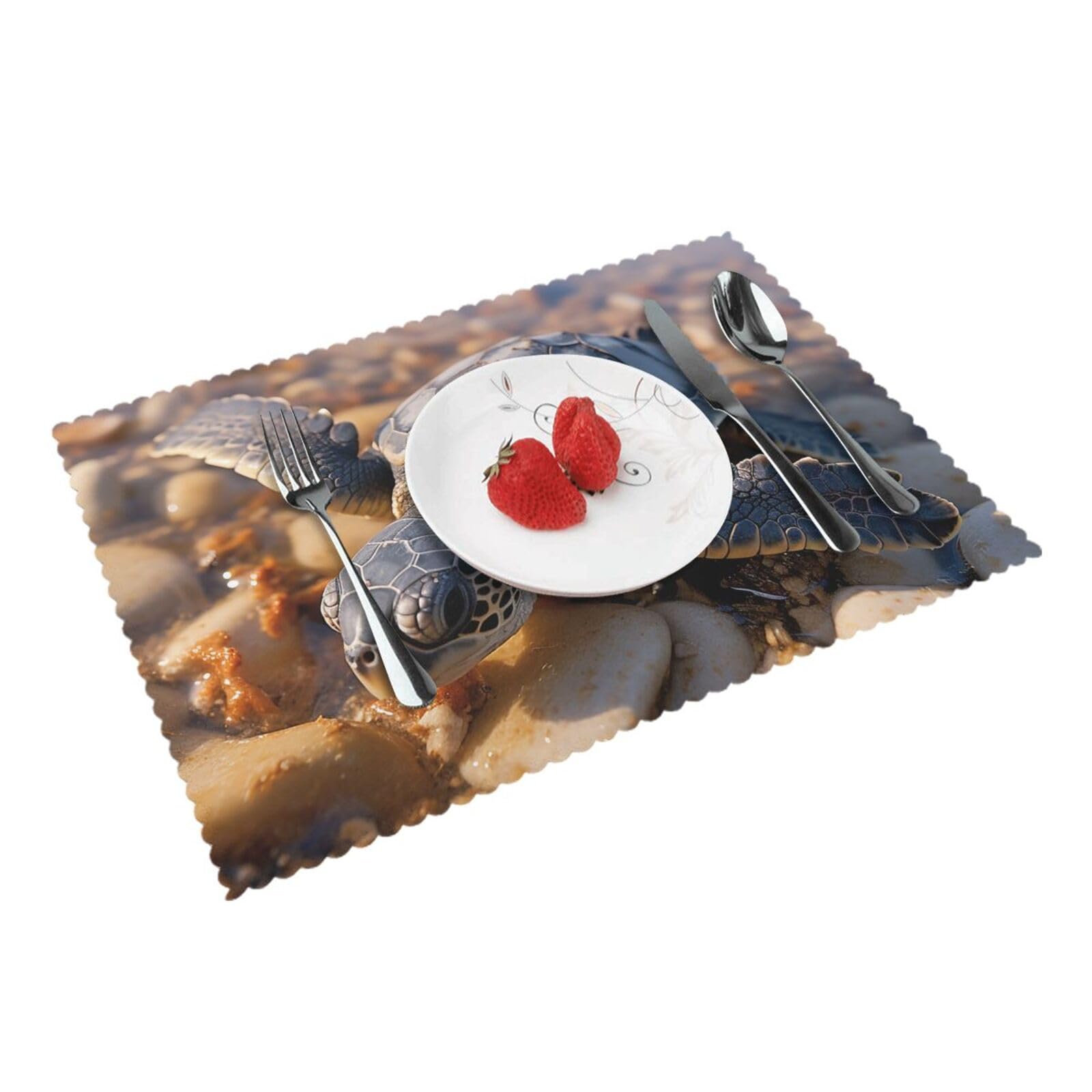 Placemats Set of 4 Heat Resistant Woven Place Mats for Dining Table Cute Sea Turtle Placemats Washable Wipeable PVC Table Mats Indoor/Outdoor Place Mats for Party Kitchen Decor 30x45 cm