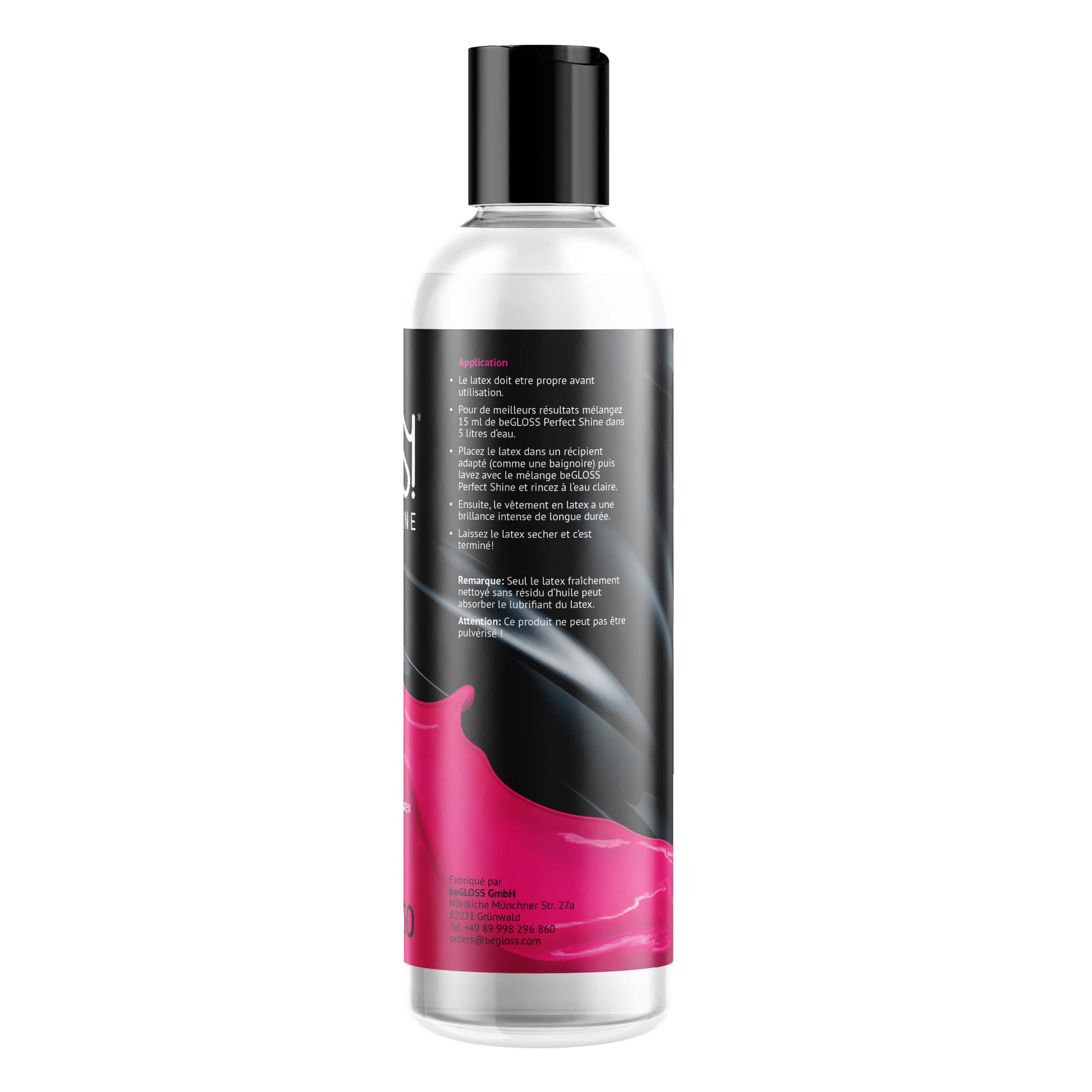 Latex Care SET 250 - Perfect SHINE-Latex Polish - Easy GLIDE-Latex Dressing AID Spécial WASH LATEX-Détergent spécial