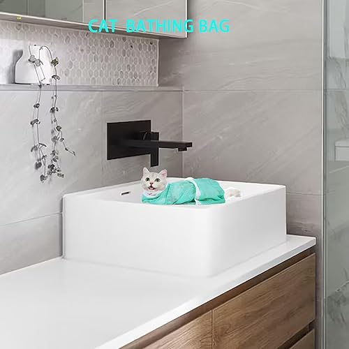 Miniatura 5 de Bolsa de baño para gatos, bolsa de red ajustable para ducha y cortaúñas para mascotas, lima de uñas, guantes de aseo, herramienta de garrapatas,