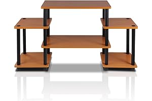 Furinno No Tools Tube Light Cherry/Black Small Entertainment Cabinet