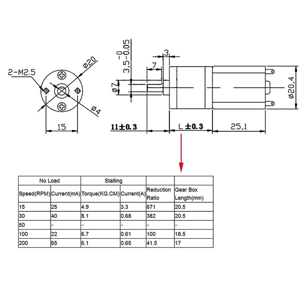 DC 12V Gear Reversible High Torque Reduction Electric Motor 15~200 RPM Średnica zewnętrzna 20 MM (12V 200RPM)
