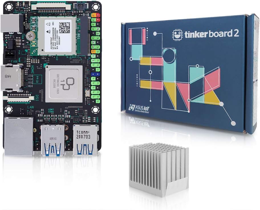 youyeetoo Tinker Board 2S AI Single Board Computer, 4GB RAM 16GB eMMC Support 4K Dual Display, onboard WiFi Bluetooth HDMI DP DSI Android 10 Debian 9(Basic Kit)