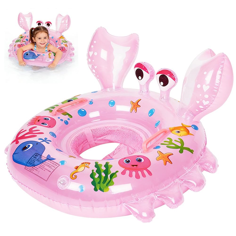 Anello di Nuoto per Bebè, Anello di Nuoto Bambini, Baby Float Salvagente Gonfiabile Giocattoli per Bebè da 1 a 3 Anni, Piscina Estiva All'aperto - Rosa