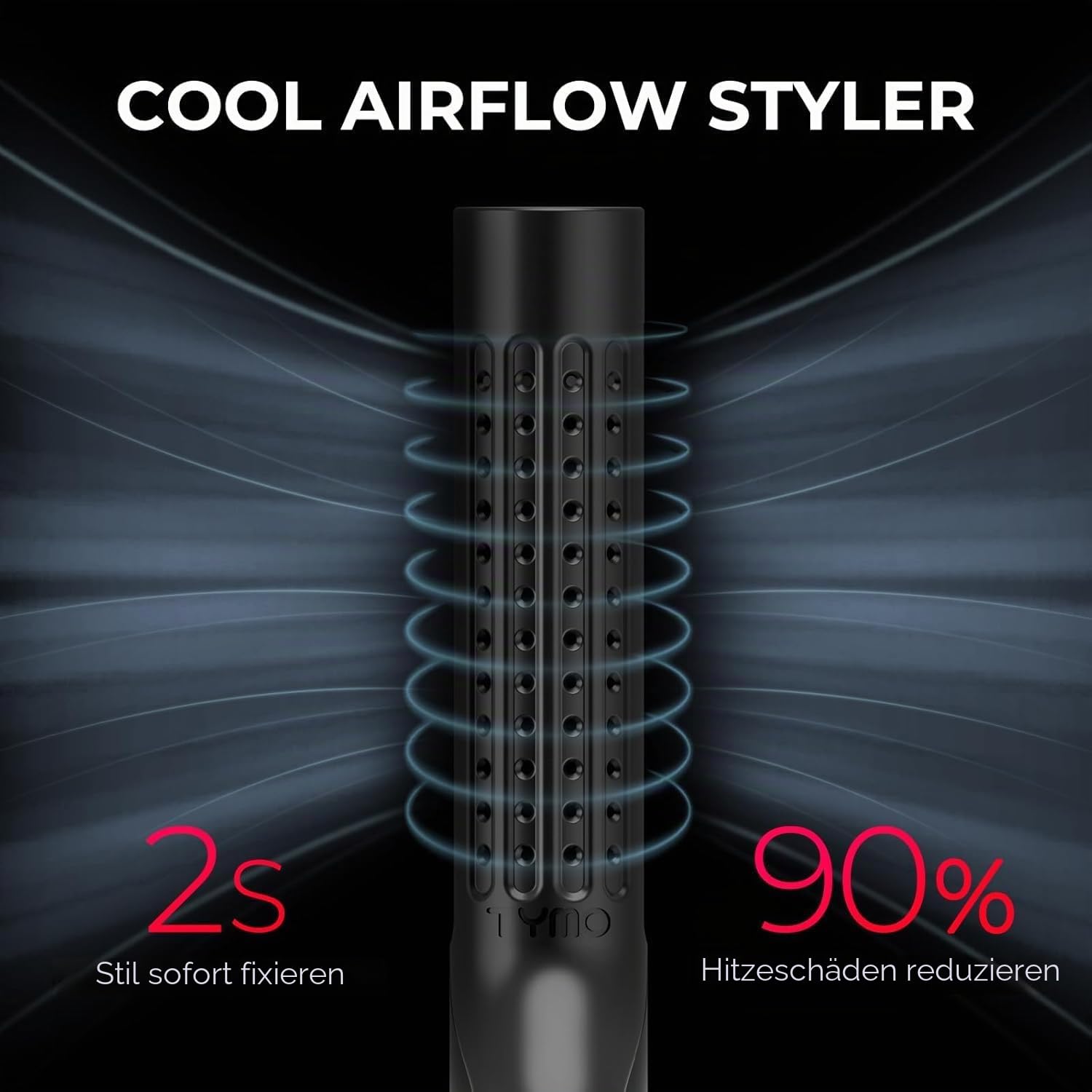 TYMO Airflow Glätteisen Locken und Glätten - Ionen Haarglätter und Lockenstab 2 in 1 für Schnell Glätten oder Natürliche Wellen mit 360° Luft, Verbrühschutz 32mm Lockenstäbe für Große Locken, Schwarz