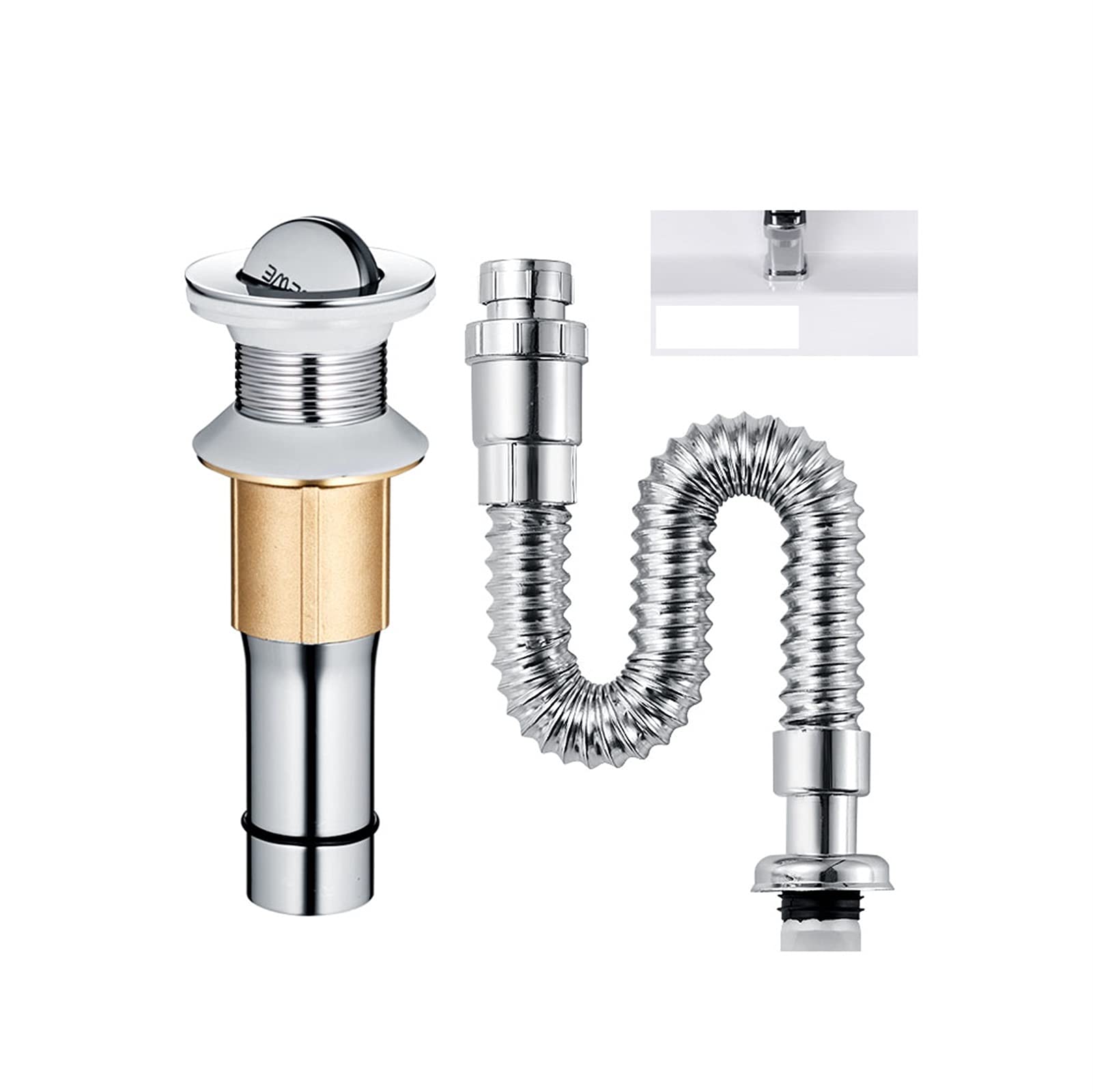 Trappola per bottiglia, Acciaio inossidabile Sigillato Anti-odore Anti-blocco Accessori per lavello Alta qualità Lavandino Tubo di scarico Facile da installare (Colore : A, Dimensione : #1)