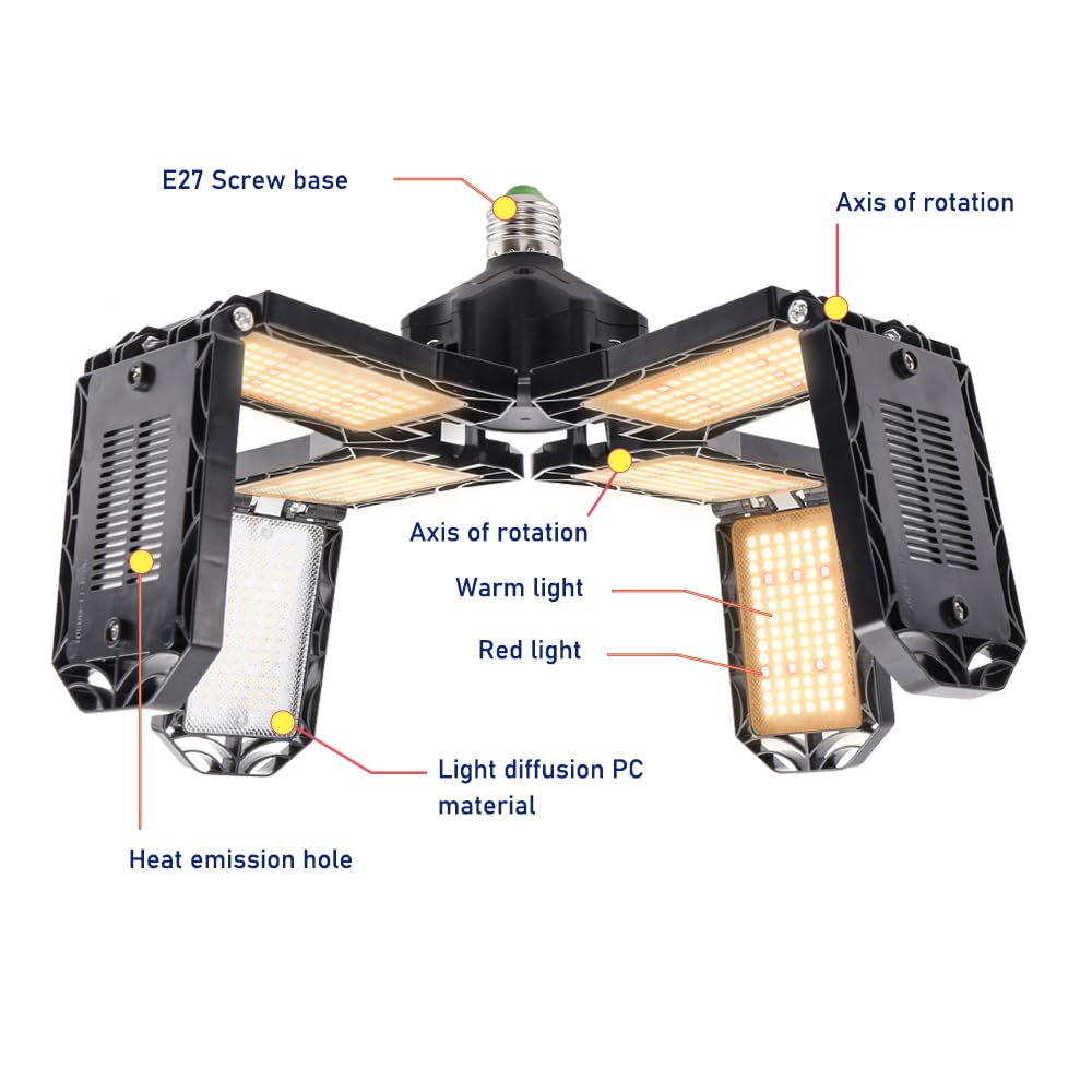Luce per Piante, 300W 672 LED coltiva la luce pianta Phytolamp spettro completo pieghevole lampadina di crescita for piante da interno fioritura giardino