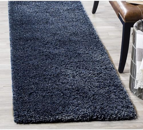 Image of A R Creations Anti Slip Fluffy Fur Plain Area Rug Made with Polyester and Microfiber for Home Office Kitchen Living Room Bedroom and DiningHall Size (1.5X4 Feet Blue)
