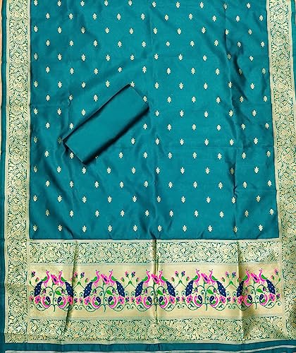Image of Pandadi Women's Banarasi Paithani Woven Design Dress Material
