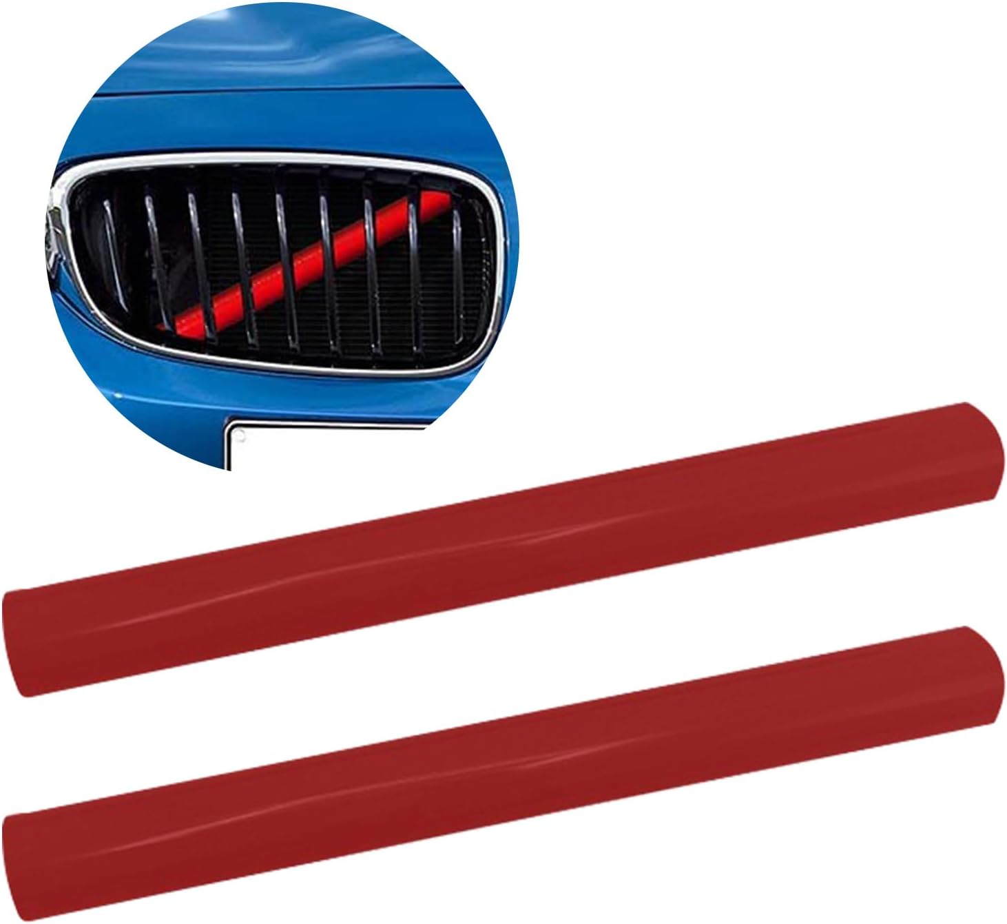 1 Pack 2 Pcs Car Front Grille Insert Decorative Strip,11.2In Abs Rustproof Sun-Proof Sports Trim,Insert Front Grille Cover Wrap Accessory, Compatible With Bmw 3 4 5 6 7 Series X1 X2 X3 X4 X5 (Blue)