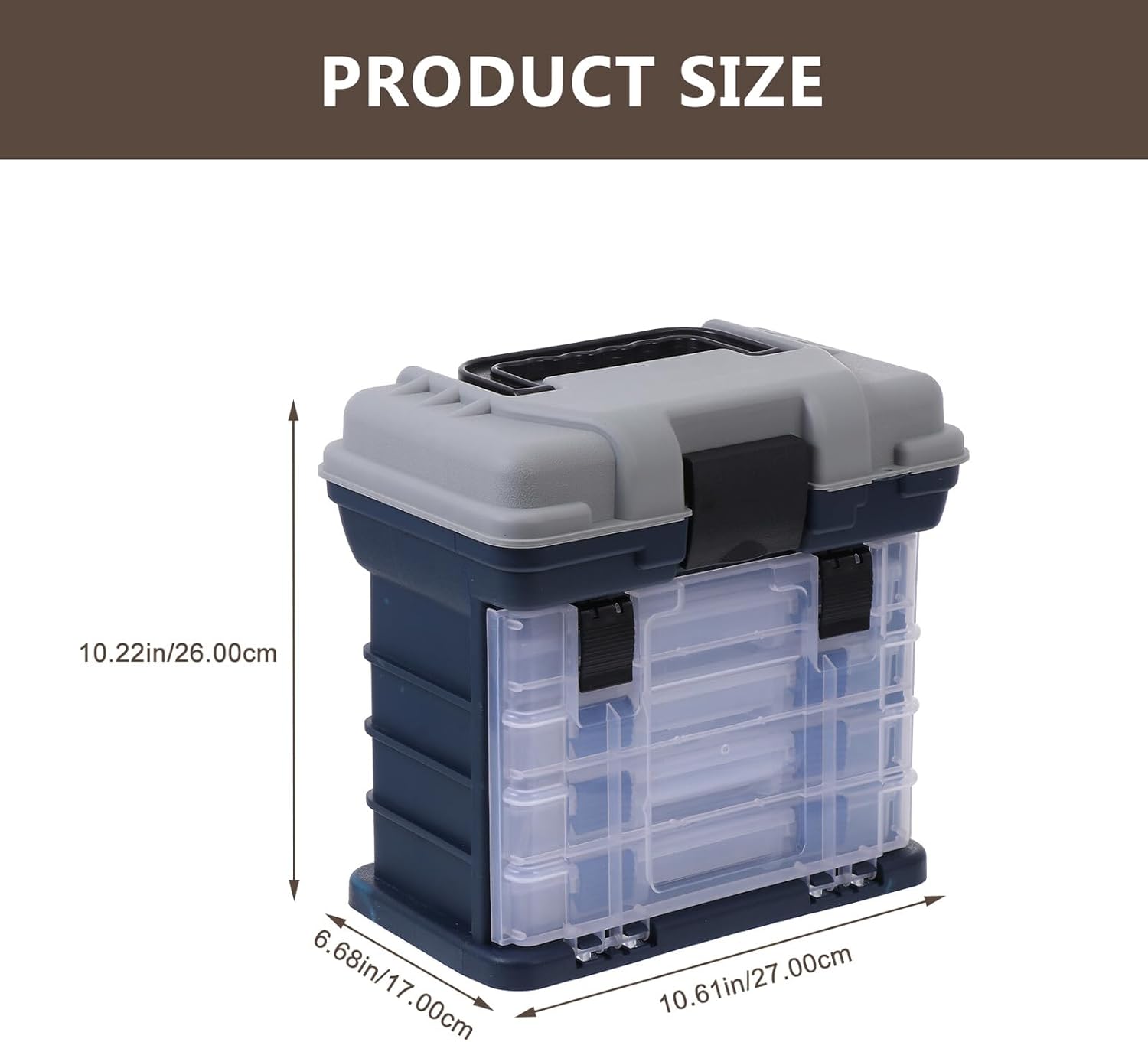 GALPADA Portable Fishing Tackle Box 4-layers Multi-function Bait Hook Storage Case with Handle Gray for Fishing Gear Organizer