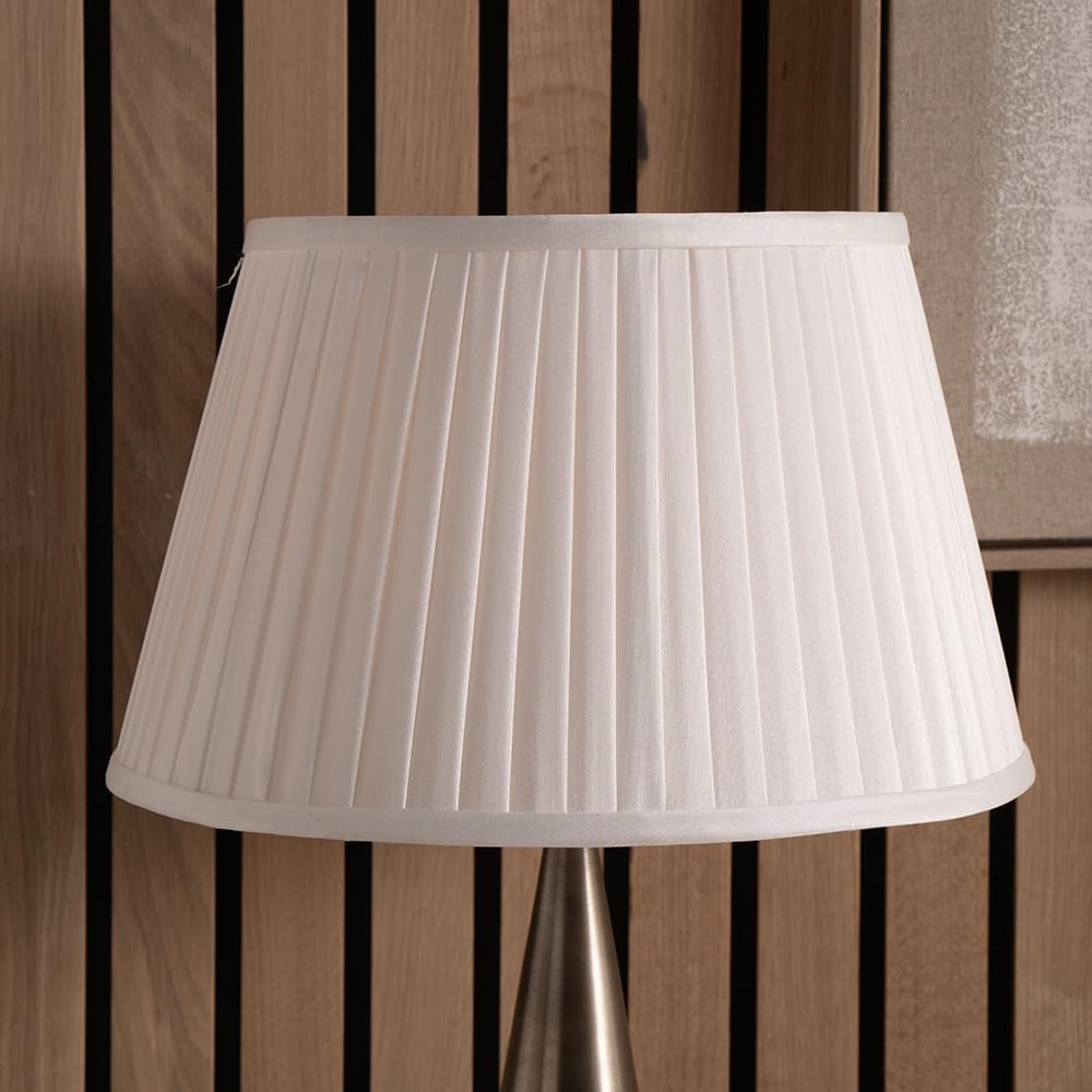 Pacific Lifestyle White Empire Pleat Lampshade For Table & Living Room Lamps | Cotton Knife Pleat Shade For Standard Lamps | Contemporary Tapered Pleated Lamp Shade (, 25Cm Diameter)