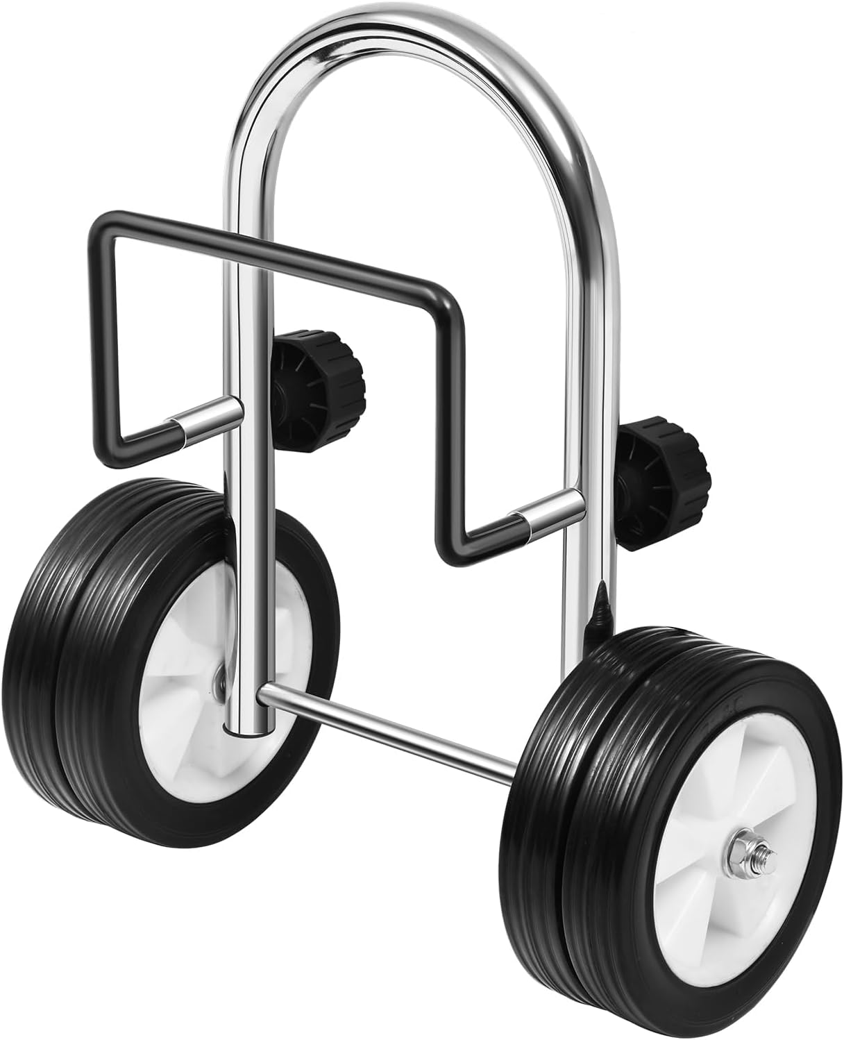 Boat Dolly Canoe and Fishing Boat, Heavy-Duty Chrome-Plated Steel Boat Carrier Cart with Dual Wheels, Adjustable Clamp(Fit Transoms up to 3" Thickness)