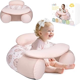 KAKIBLIN Baby Sit Me Up - Asiento inflable para bebé con funda para bebés de 3 a 36 meses, portátil, asientos inflables para sentarse y jugar para sentarse durante 3 meses, color rosa