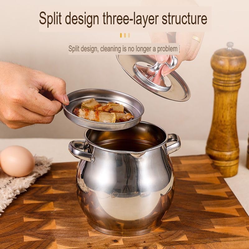 Image of Small Deep Frying Pot with Strainer Basket,1200ml Stainless Steel Pan with Handle,Ideal for Frying French Fries /Chicken Wings /Shrimp /Boiling Butter /Gravies (Oil Pot)