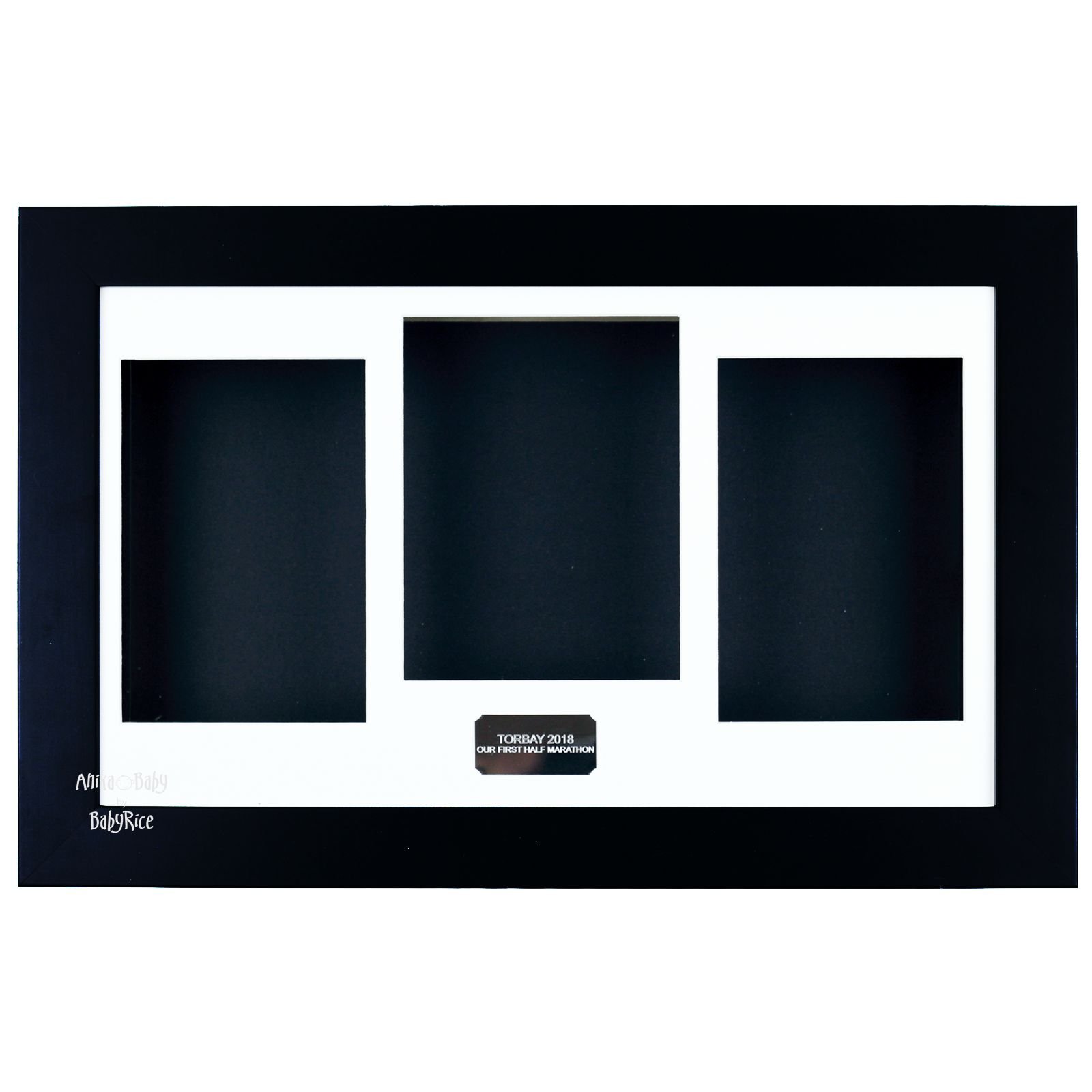 Medal Frame Shadow Box Display for Medals, Photos, Certificates with Personalised Engraved Silver Plaque by BabyRice