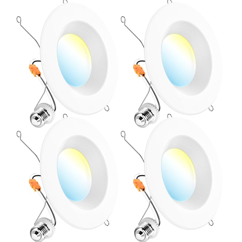 Sunco 4 Pack 6 Inch Retrofit LED Recessed Lights, 5CCT, 13W=100W, Dimmable 6" (2750K)