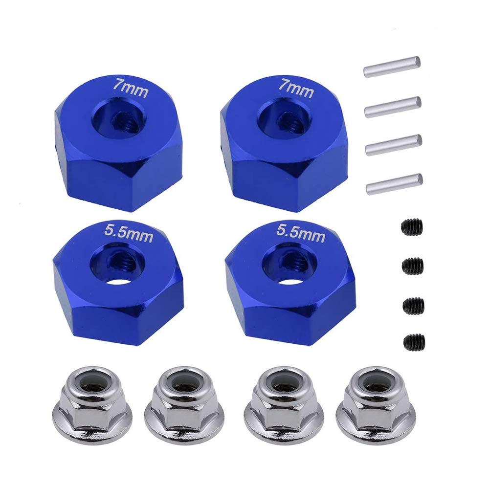 Aluminum Hex Wheel Hubs Pins&M4 Flanged Lock Nuts for Traxxas Slash 2WD 1/10 Upgrade Parts Replace 1654 3654