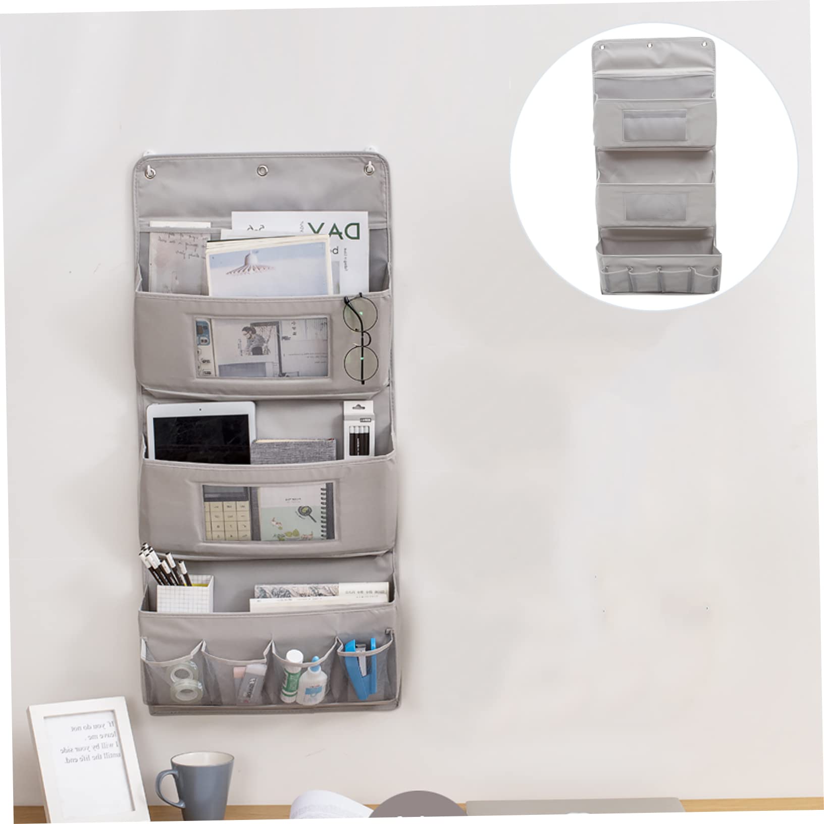 Organizer da Appendere alla Porta in Poliestere, 3 Livelli, Pieghevole, Tasche Portaoggetti da Parete per Casa e Studio