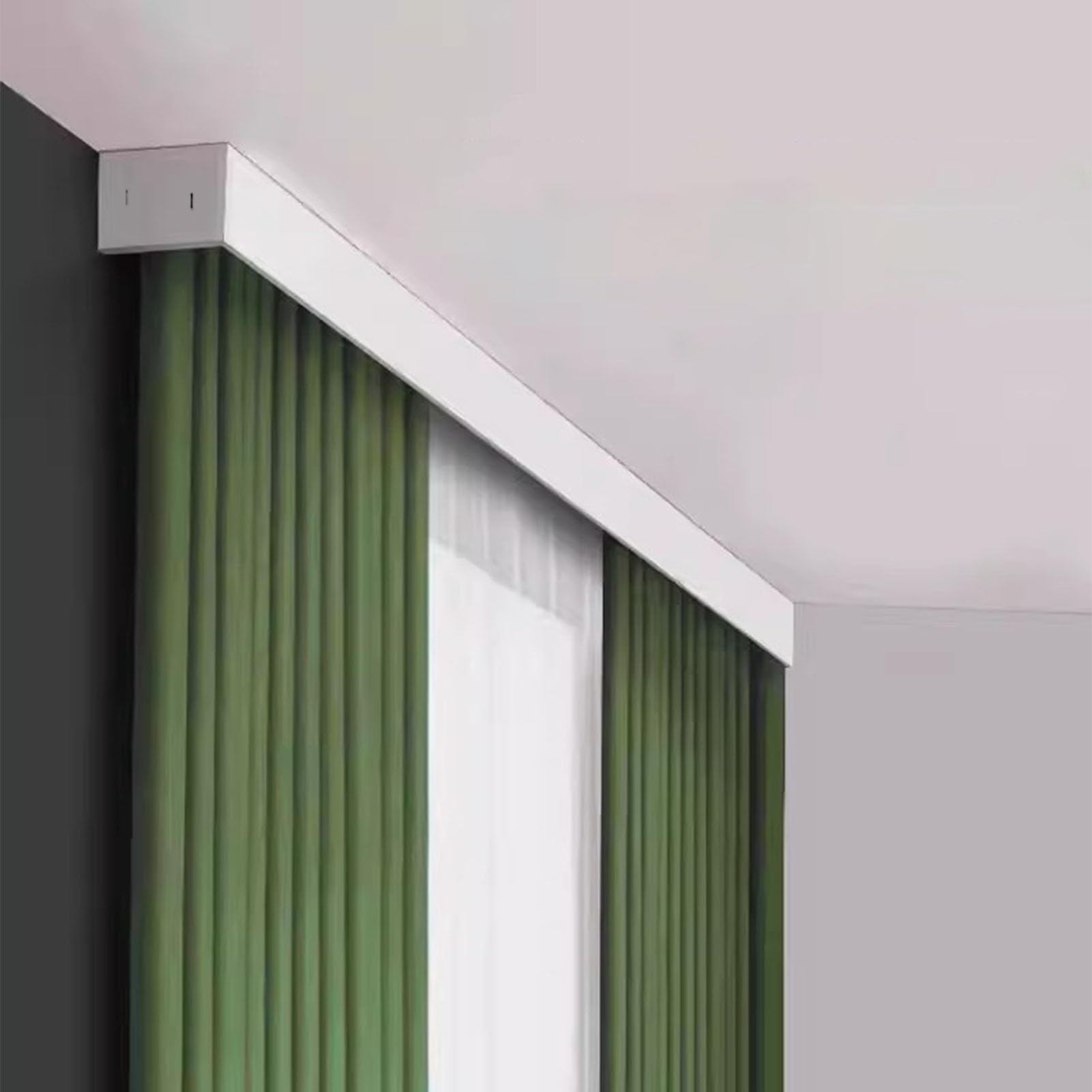 Boîte de rail de tringle à rideau en métal robuste pour montage plafond