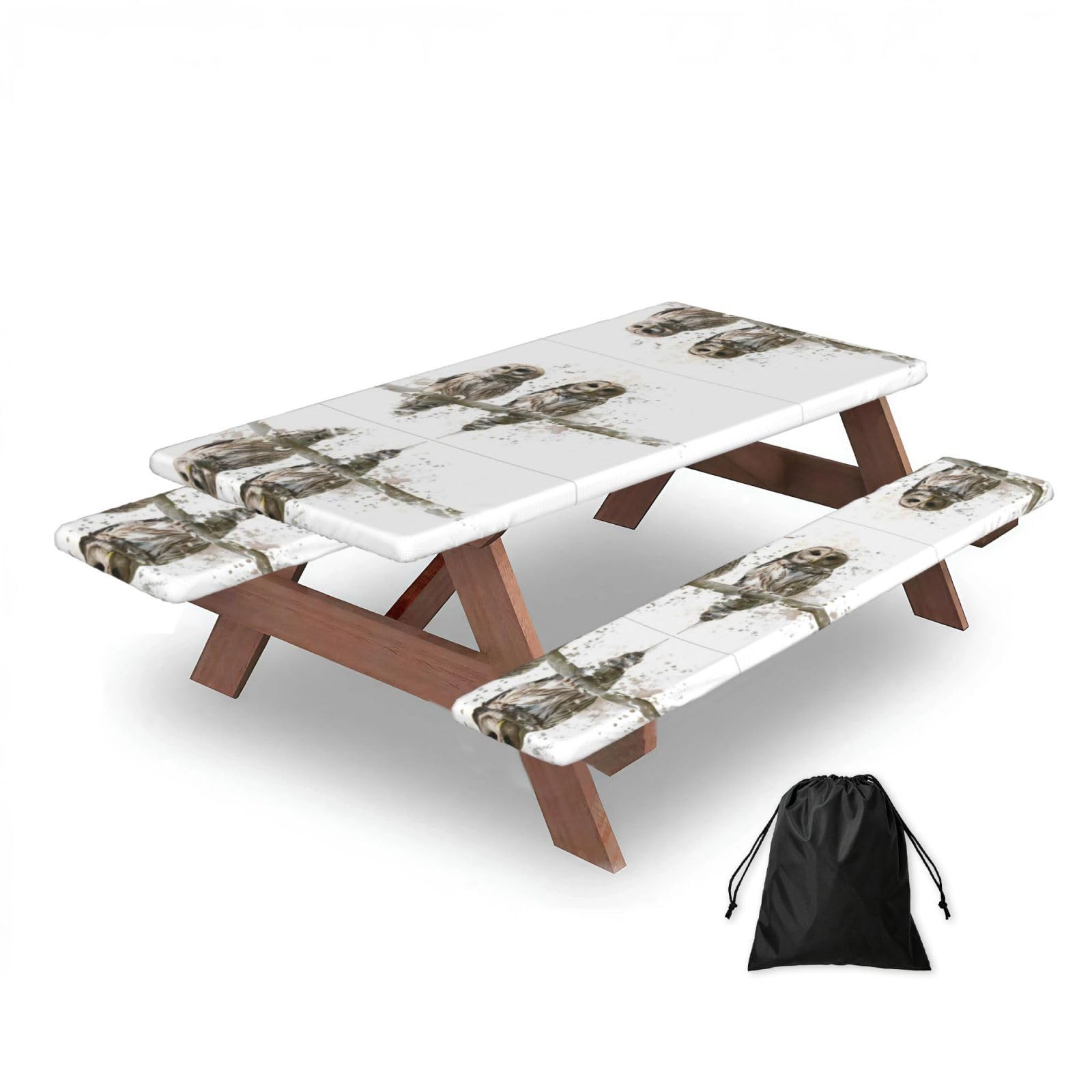 Zqytgfdc Black Owl On The Tree Branch Rectangular Water-Repellent Picnic Tablecloths, Outdoor Camping, Picnic, Bbq