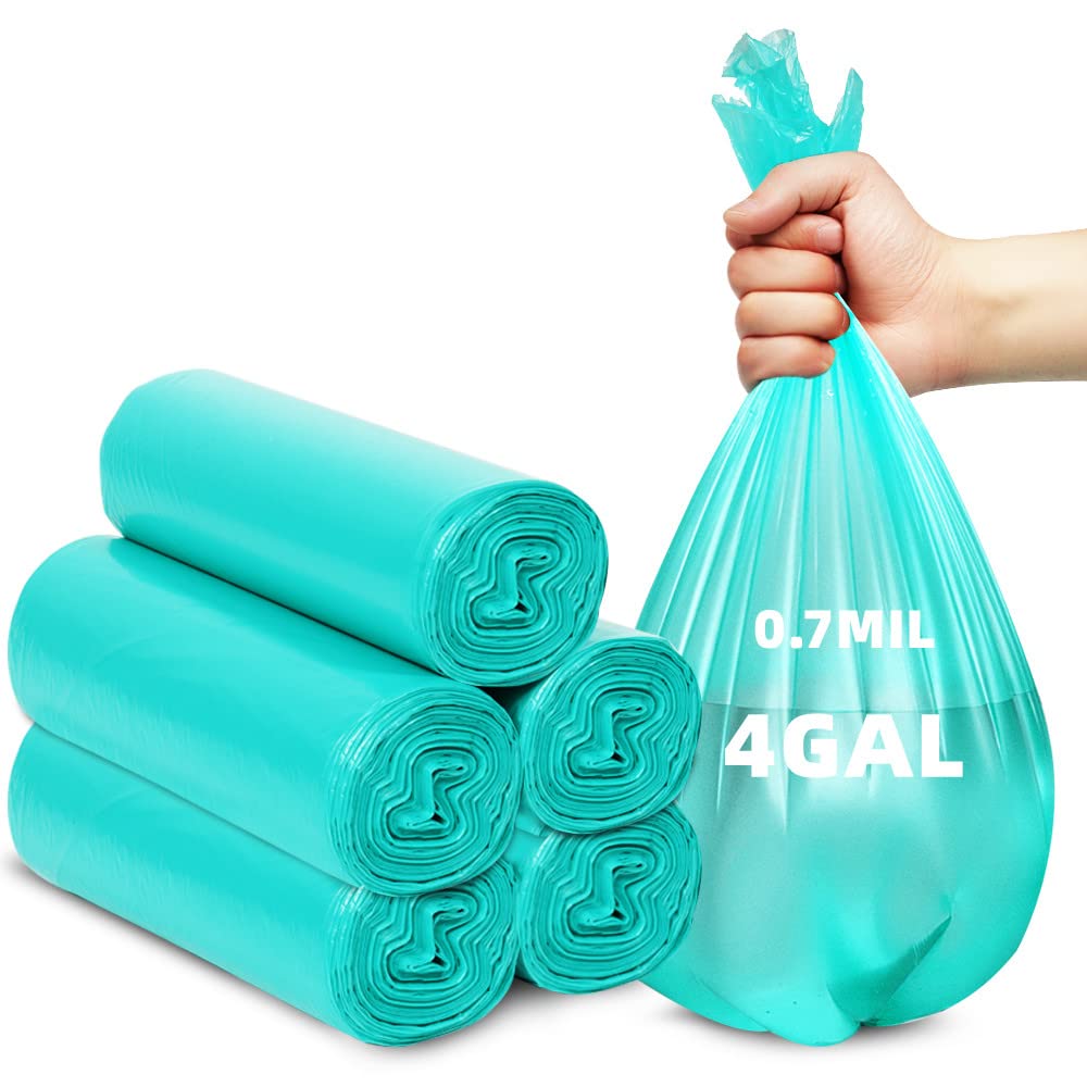 Small Trash Bags 0.6Mil Thicken 4 Gallon 15L Garbage Bin Bags 240 Counts Trash Can Liner for Home Office Kitchen Bathroom Car
