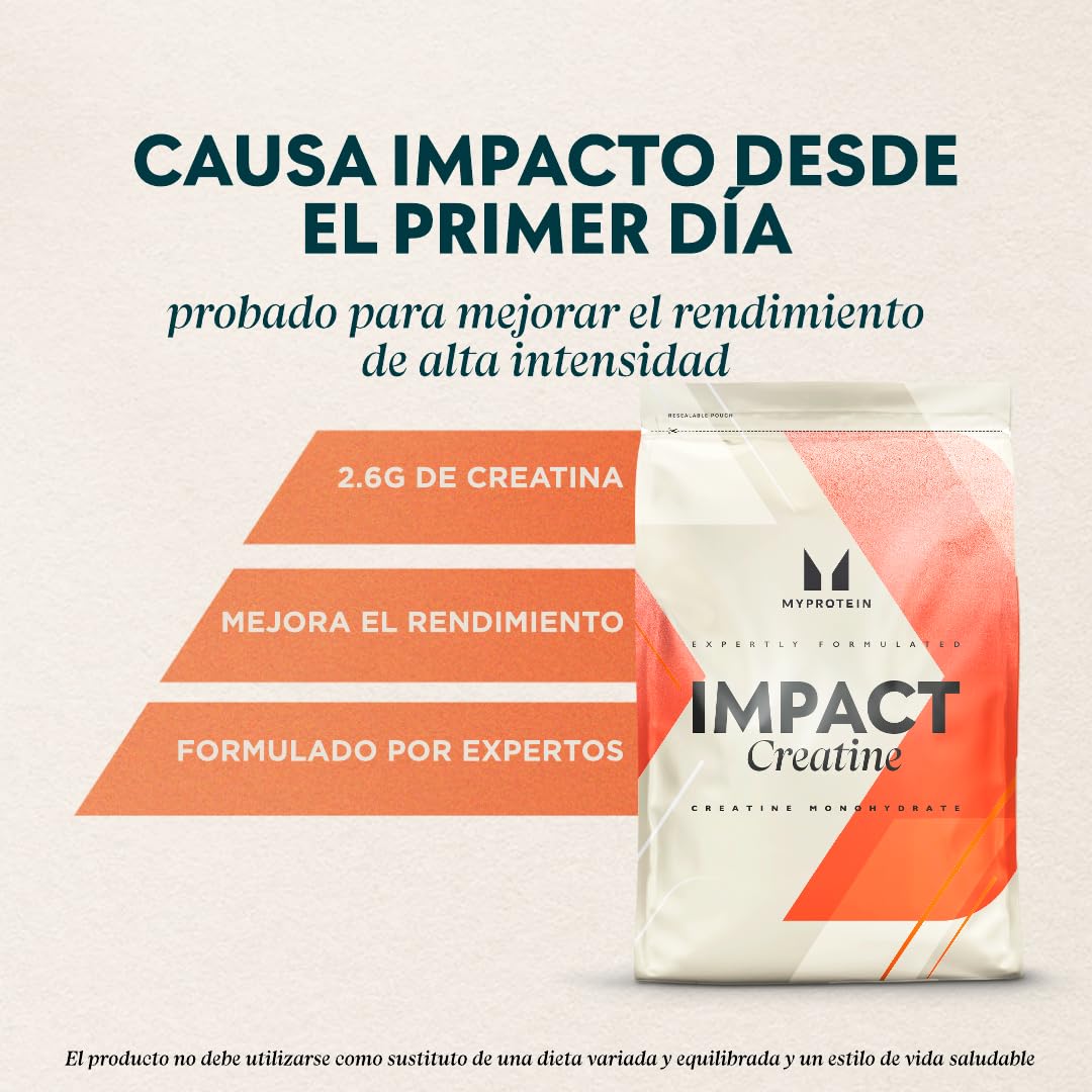 Myprotein Creatina Monohidrato en Polvo | 3g por Ración | Mejora el Rendimiento y la Potencia en Ejercicio de Alta Intensidad | Sin Sabor, Fácil de Mezclar | Bolsa Resellable de 500g