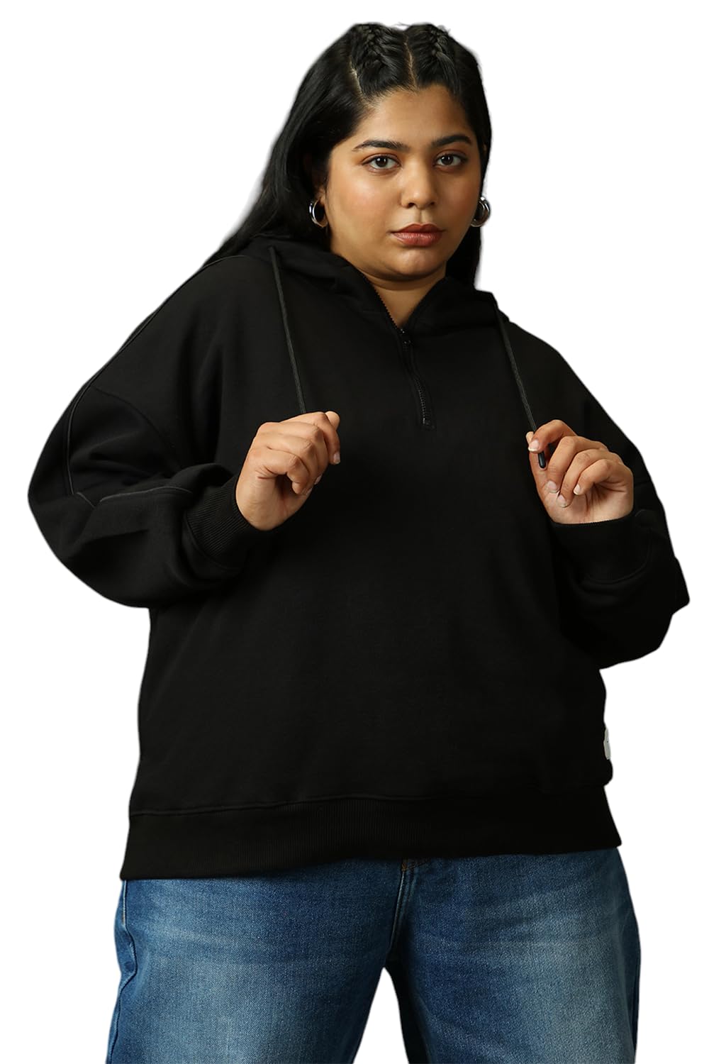 high star clothing High Star Women Solid Cotton Regular Fit Hood Long Sleeve Sweatshirts-picture-16