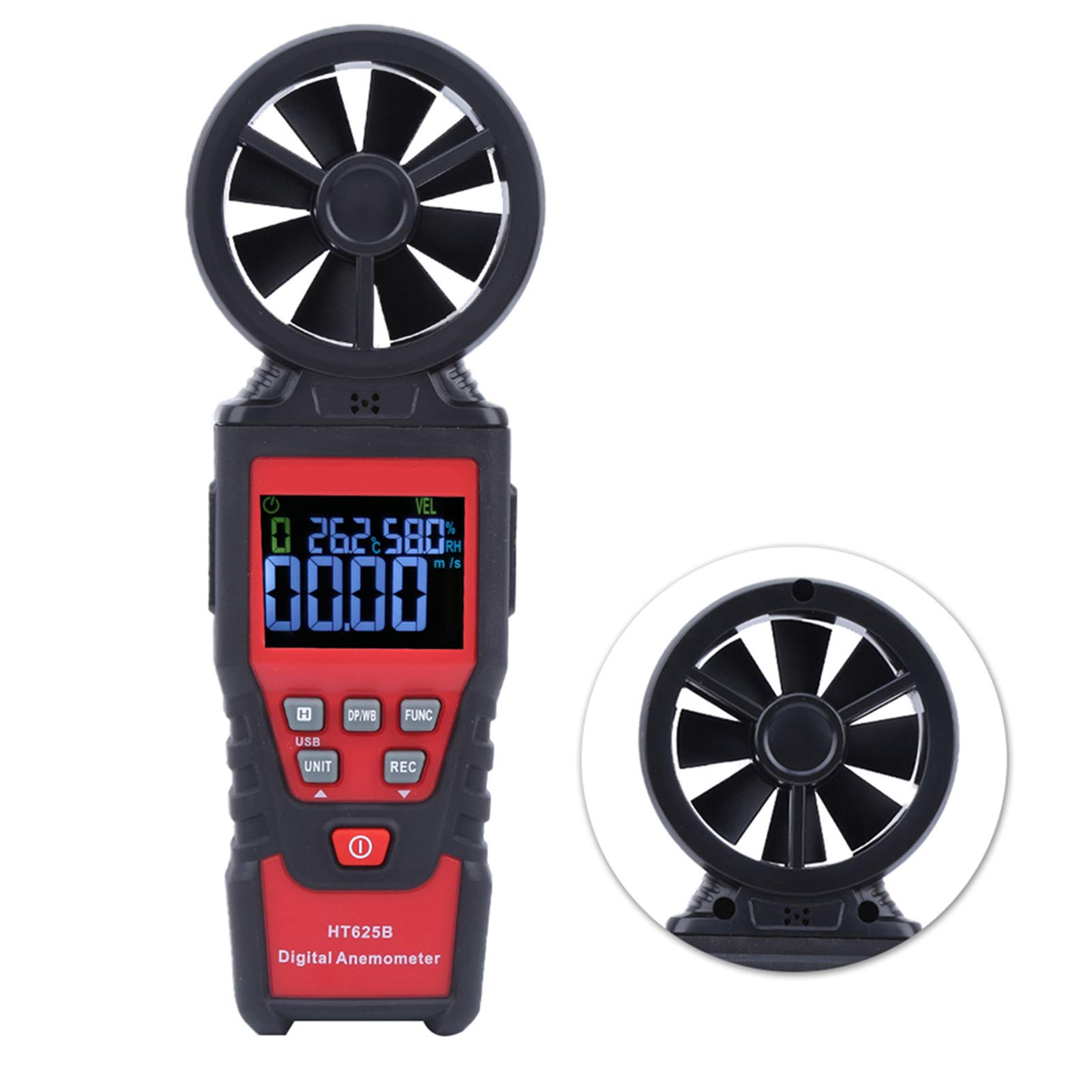Anemometro Digitale Misuratore di Velocità del Flusso D'Aria Portatile per la Generazione di Energia Eolica Misurazione con Display Retroilluminato per Gli Appassionati Outdoor Materiale