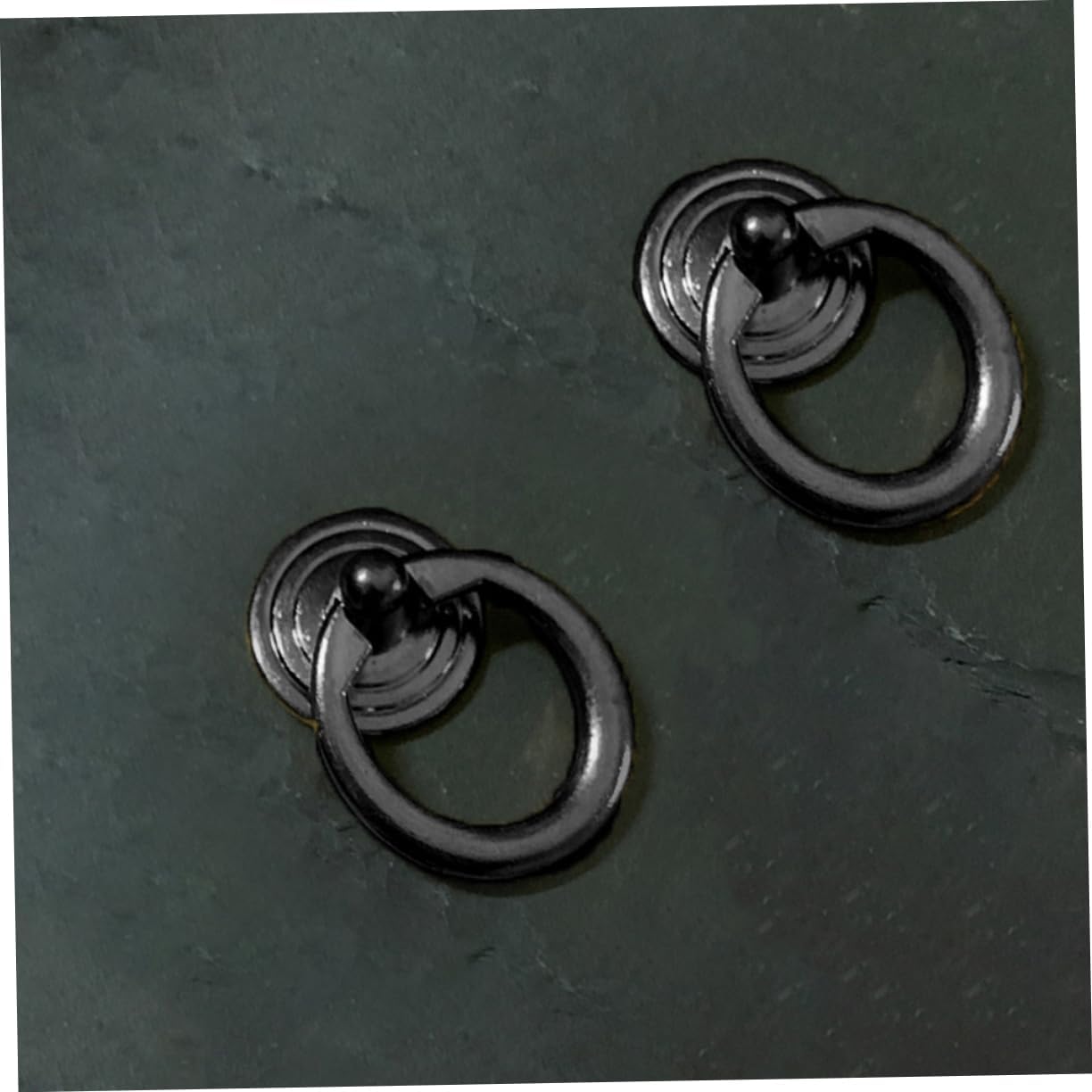 PRETYZOOM 10pcs Round Cabinet Pull Handles Black Metal Drawer Pull Rings Easy to Install Vintage DIY Craft Accessories for Kitchen Furniture