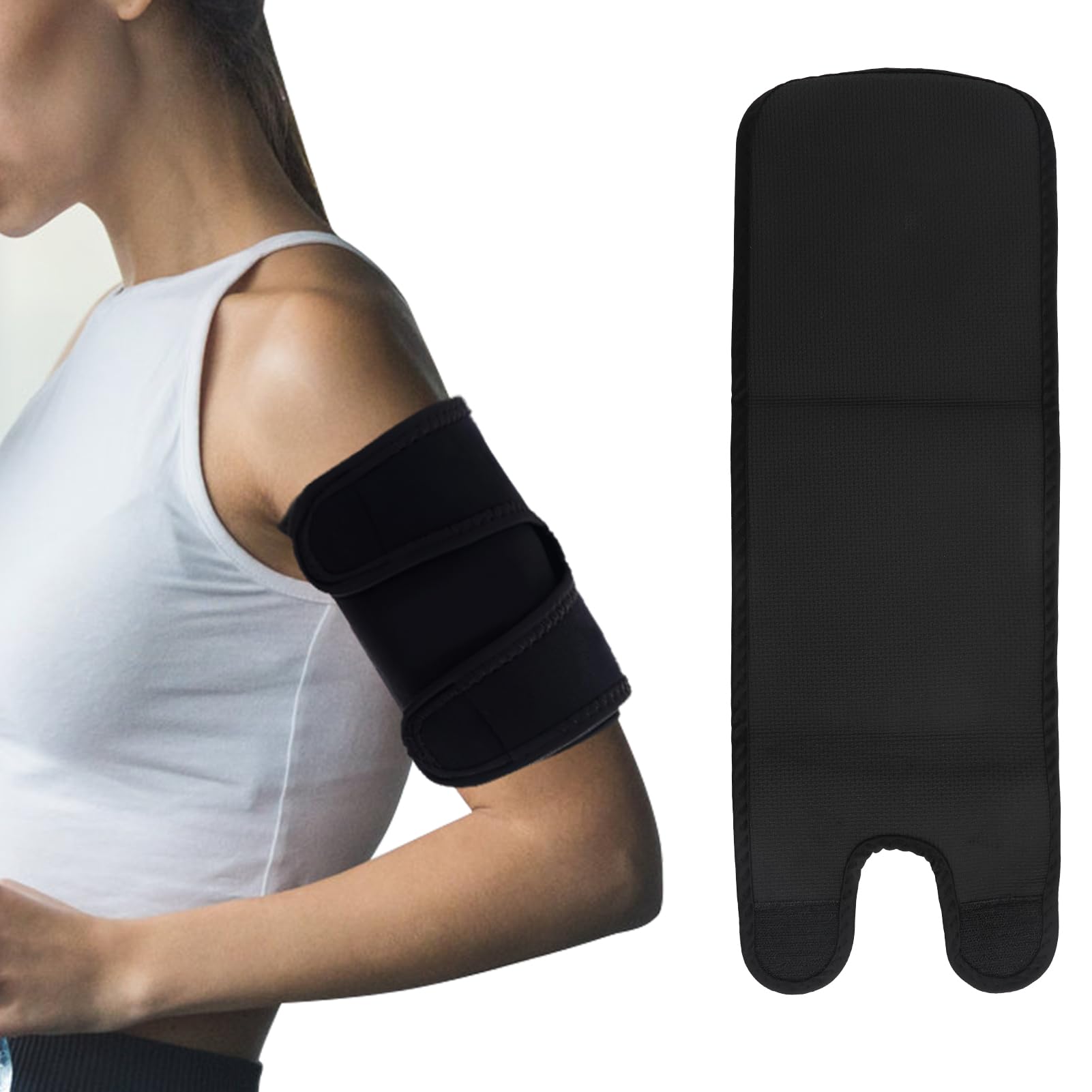 Upper Arm Compression Sleeve for Bicep Tendonitis Adjustable Bicep Support Brace Elbow Support Wrap Pain Relief Muscle Strains Injury Arthritis Recovery Material Upper Arm Sleeves Men Women Black