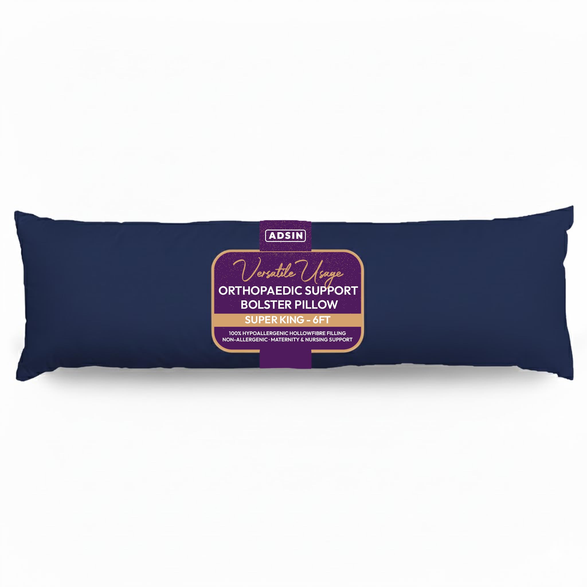adsin Bolster Pillowcases - Pregnancy Maternity Orthopaedic Support Pillowcase Navy (Super King 6FT)