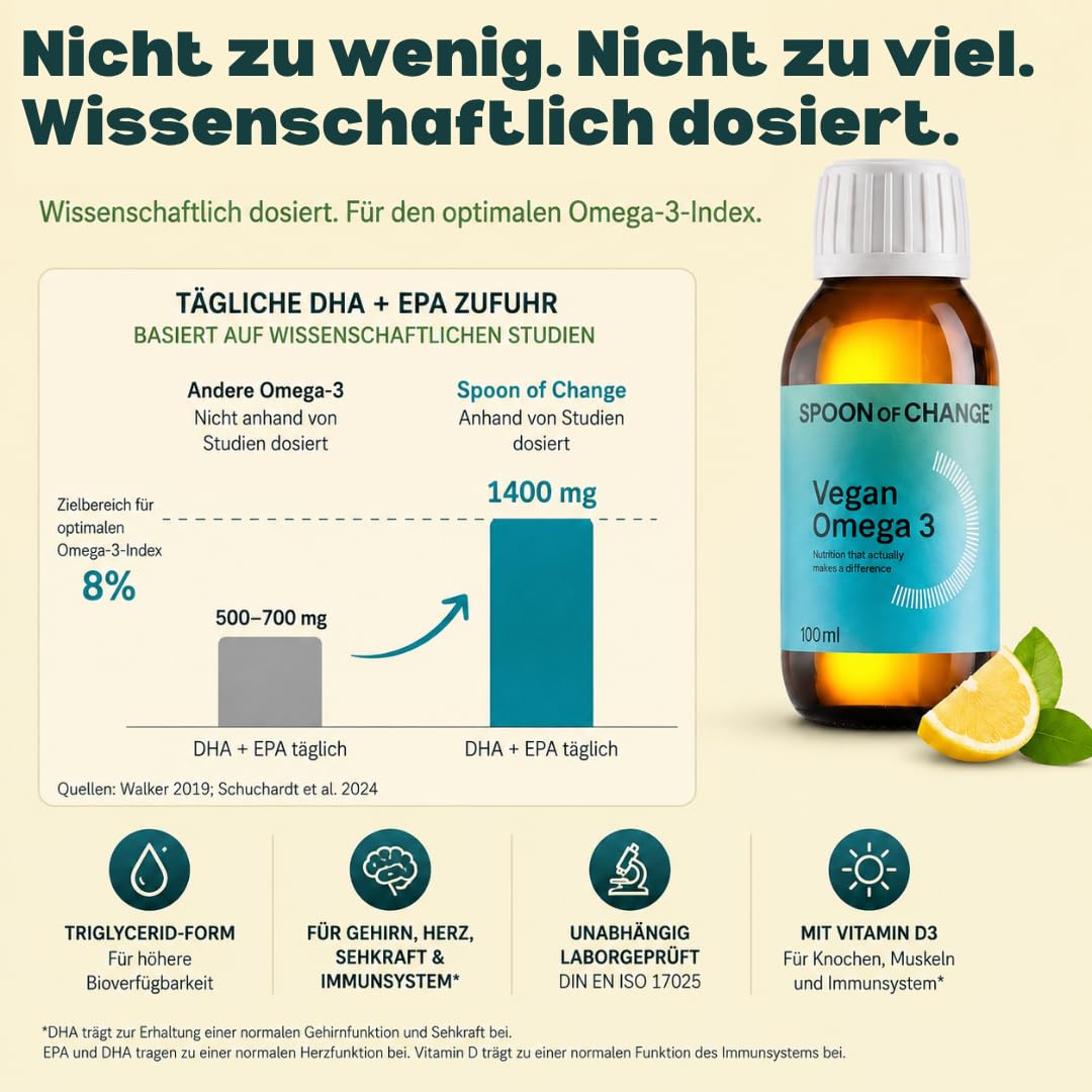 3er-Pack Kur Omega-3 Algenöl vegan – mit Vitamin D3 – ohne Fischgeschmack | Angenehmer Geschmack mit Zitronen – Hochdosiert -Triglycerid-Form – 2900 mg Algenöl pro Tag – Laborgeprüft – Niedriger TOTOX