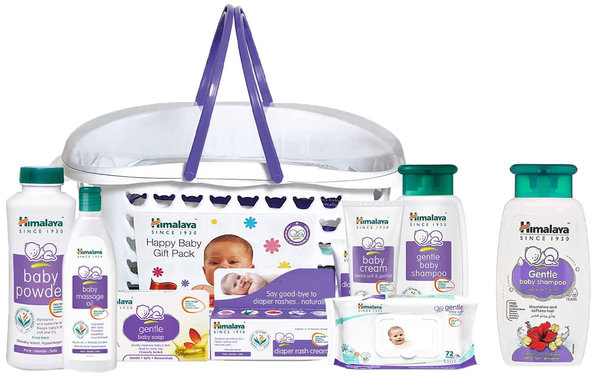 Himalaya Baby Gift Pack Basket,Pack of 1 Set,White & Himalaya Gentle Baby Shampoo (200ml)-image-20
