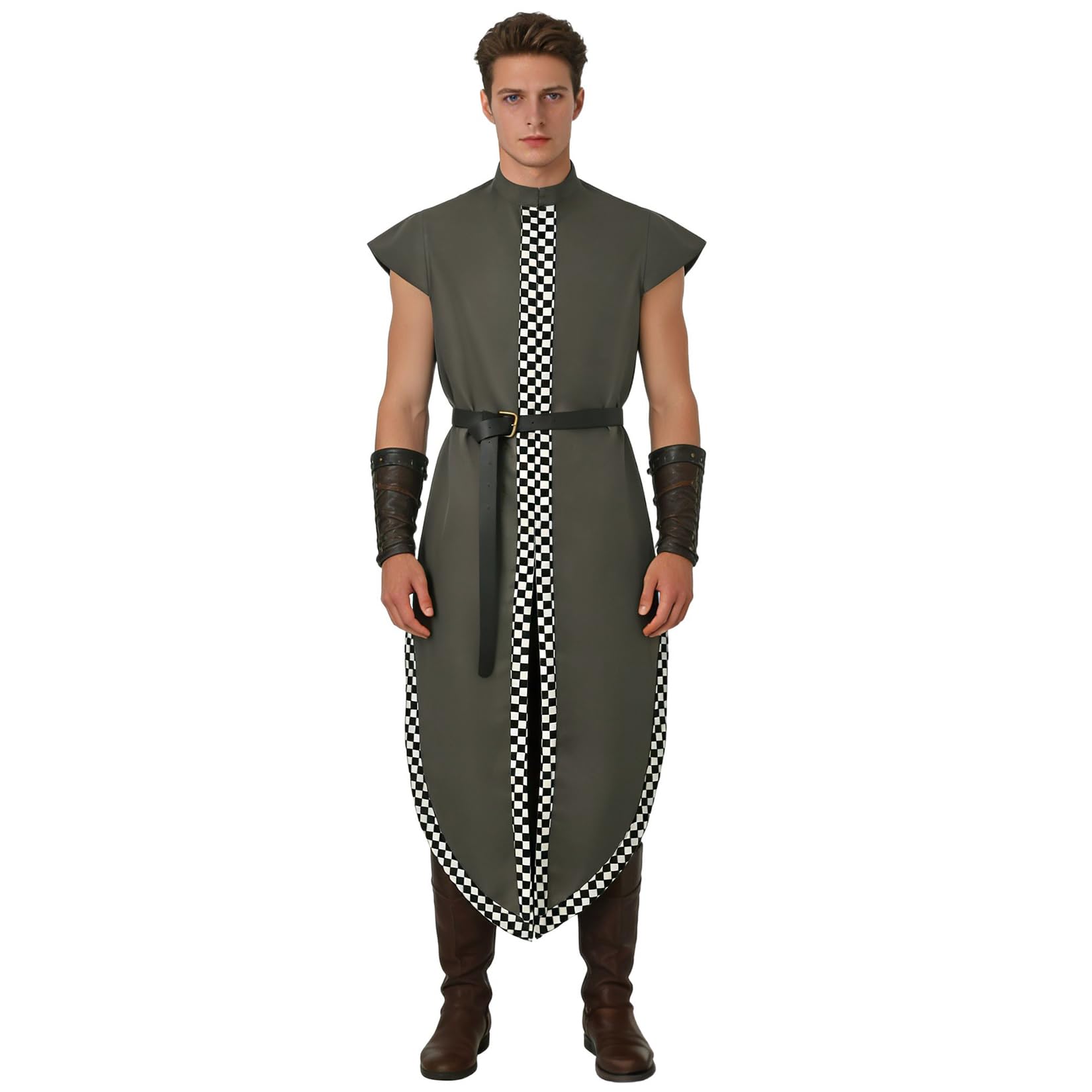 Chaleco medieval vikingo para hombre, abrigo de caballero renacentista, pirata, tabardo, túnica sin mangas, disfraz de guerrero para Halloween, Carinval