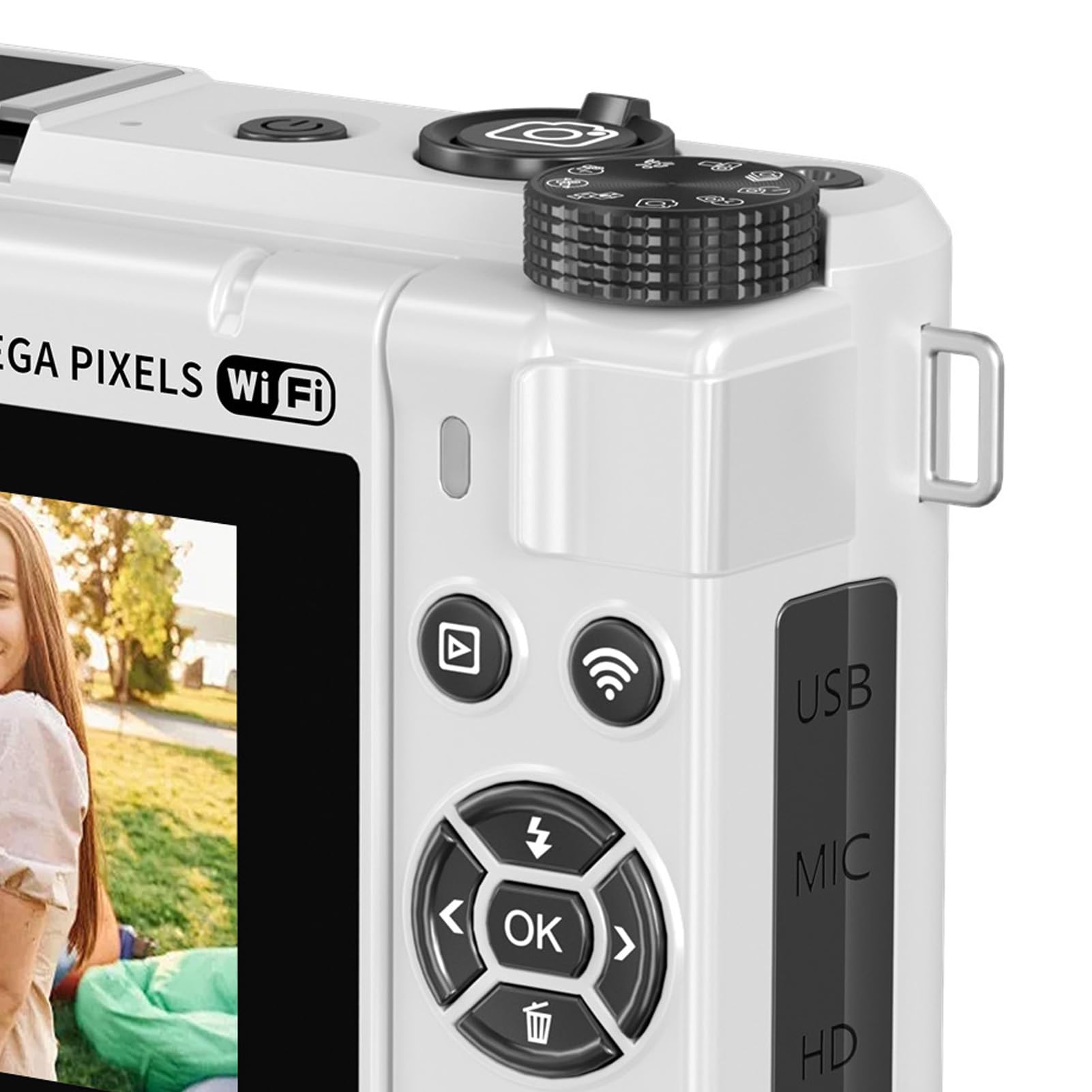 Generic Fotocamera Mirrorless WiFi da 88 MP 8K con Messa a Fuoco Automatica Zoom 18X con Doppia Batteria per Hobbisti e Principianti (WHITE)