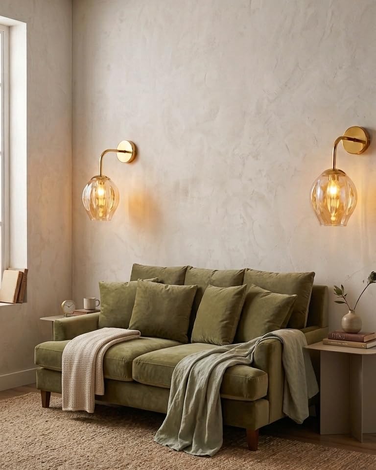 Image of Amber Glo Wall Light | Decorative Indoor Wall Lamp For Bedroom Living Room Hallway Drawing Room Decor | Modern Home Lighting Fixture Without Bulb | Contemporary Wall Mounted Light | Design - 01