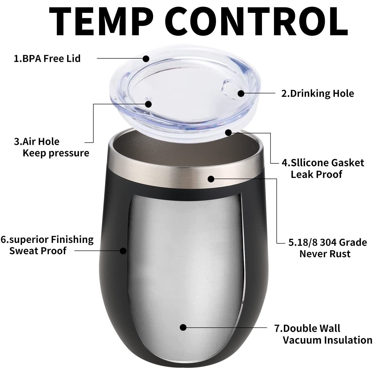 YEBTS Life 12oz/4 Pack Wine Tumbler Glasses with Lid-Stemless Double Wall Vacuum Stainless Steel Travel Tumbler,Keeping Cold and Hot for Wine,Drinks,Coffee,Cocktails,gift,Multi-color dark