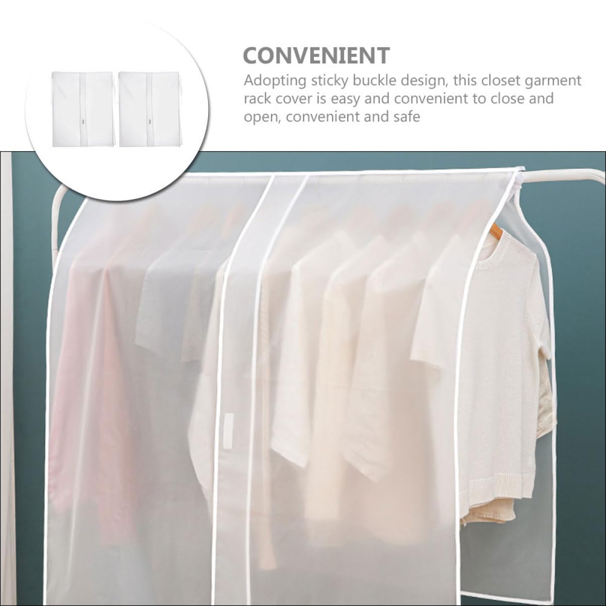 2 piezas Protector para Ropa Funda para Armario para Perchero Bolsa de Almacenamiento Resistente al Polvo para Prendas para Dormitorio y Balcón