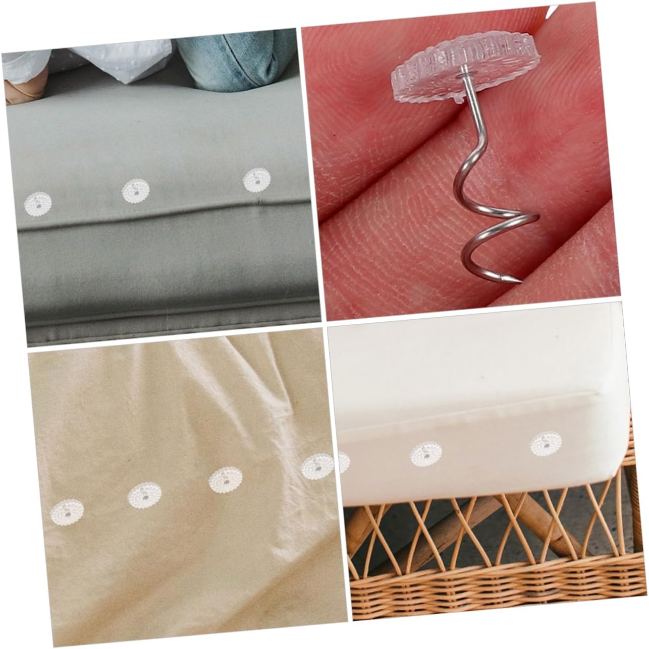 Ipetboom 50pcs Spiral Decorative Sofa Pins with Strong Metal Base Transparent Plastic Upholstery Twist Tacks for Bedskirts Slipcovers Furniture Fixing and Craft Decoration