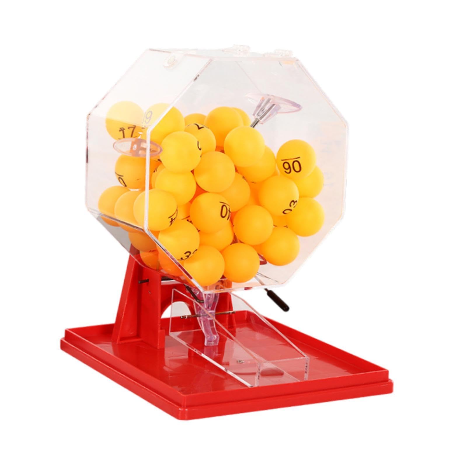 Gralara Machine à Boules de Loto, Cage de Jeu et Boules, Jouet Cadeau, Machine à Bingo, Machine à Loterie pour Adultes, Fêtes, Grands Groupes, Familles, Joueu, Boules Jaunes Rouges