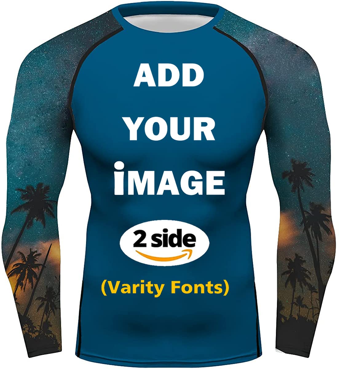 Add Your Design Men's Compression Long Sleeve T Shirts Custom Gym Fitness Training Top