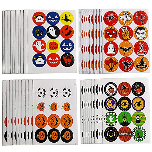 Halloween Stickers BESTZY 480pcsWitch Stickers Waterproof Halloween Pumpkin Decorating Party Supplies Trick or Treat Party Favors(40 Sheets )