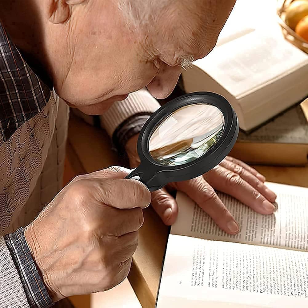 GOTDYA 2 Pack Magnifying Glasses, 10X Large Magnify Glass with Light,12 LED Handheld Lighted Magnifier for Seniors,Reading,Inspection, Coins, Jewelry, Exploring,Macular Degeneration