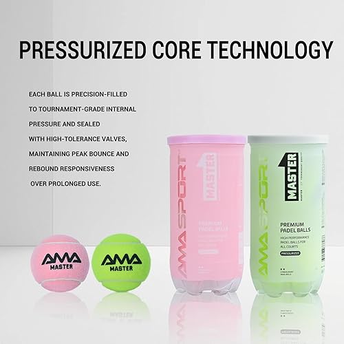 Miniatura 4 de AMA SPORT Pelotas de pádel presurizadas que cumplen con los estándares de competiciones y torneos adecuados para cualquier superficie o sitio