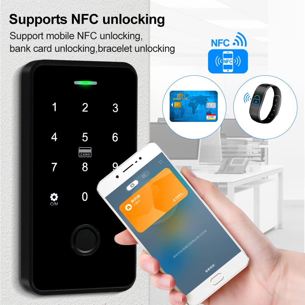 Kit de control de acceso impermeable TUYA, teclado RFID táctil, cerradura electrónica NC, alimentación 3A, botón de cambio, timbre de puerta con cable, 15 teclas de 13,56 MHz